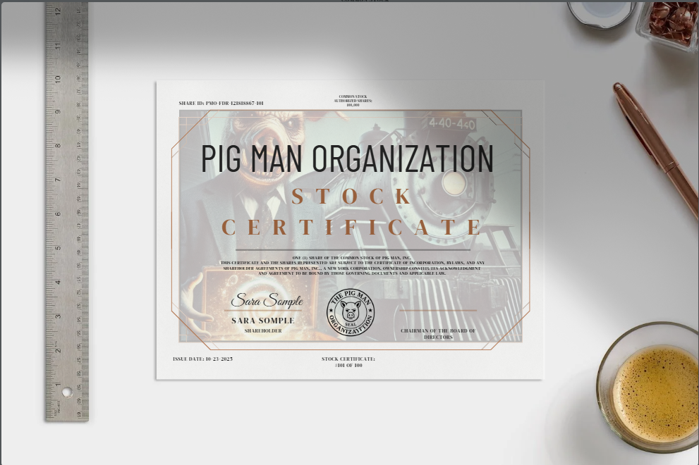 Pig Man Organization Certificate